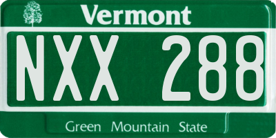 VT license plate NXX288