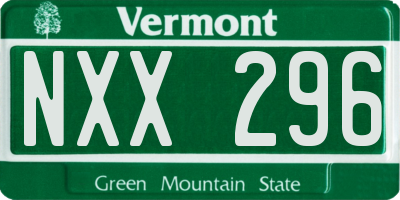 VT license plate NXX296
