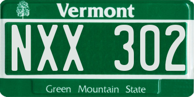 VT license plate NXX302