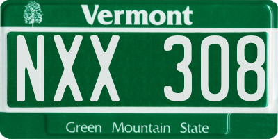 VT license plate NXX308
