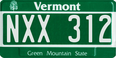VT license plate NXX312
