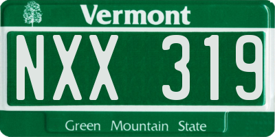 VT license plate NXX319