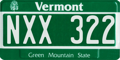VT license plate NXX322