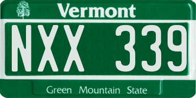 VT license plate NXX339