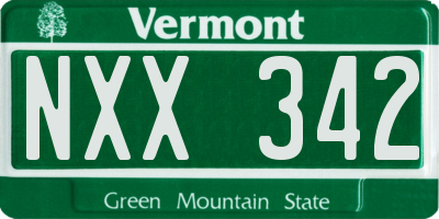 VT license plate NXX342