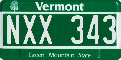 VT license plate NXX343