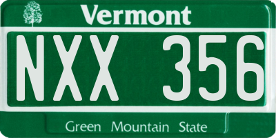 VT license plate NXX356