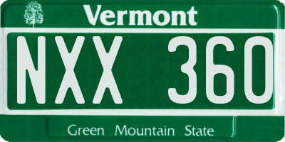 VT license plate NXX360