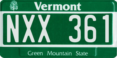 VT license plate NXX361