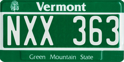 VT license plate NXX363