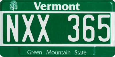 VT license plate NXX365