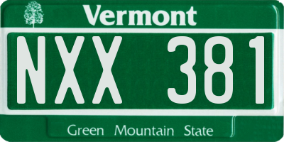 VT license plate NXX381