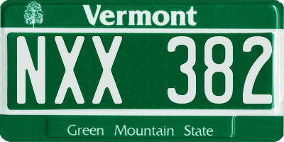 VT license plate NXX382