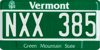 VT license plate NXX385
