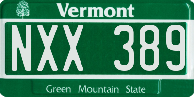 VT license plate NXX389