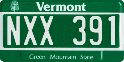 VT license plate NXX391