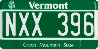 VT license plate NXX396