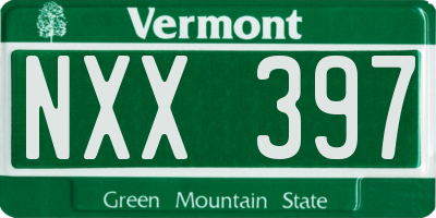 VT license plate NXX397