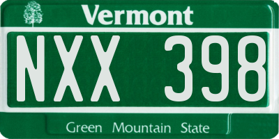 VT license plate NXX398