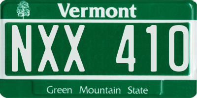 VT license plate NXX410