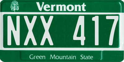 VT license plate NXX417