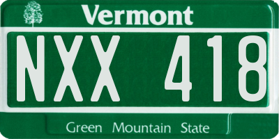 VT license plate NXX418