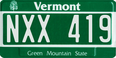 VT license plate NXX419