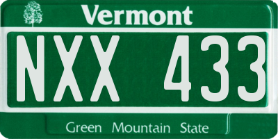 VT license plate NXX433