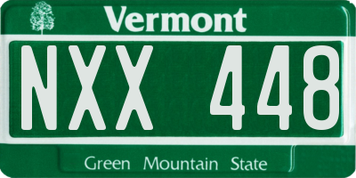 VT license plate NXX448