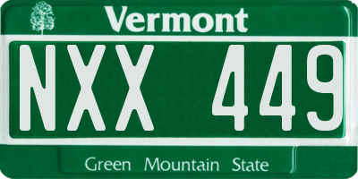 VT license plate NXX449