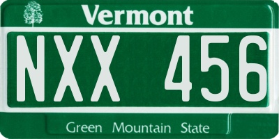 VT license plate NXX456