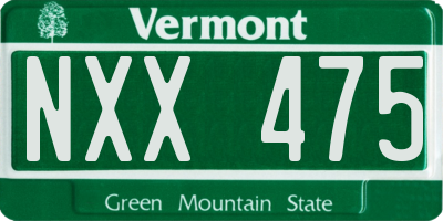 VT license plate NXX475