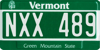 VT license plate NXX489