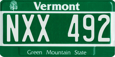 VT license plate NXX492