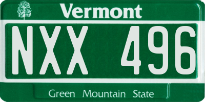 VT license plate NXX496