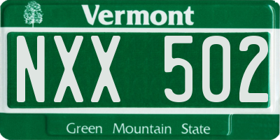 VT license plate NXX502