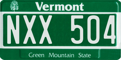 VT license plate NXX504