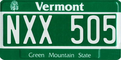 VT license plate NXX505