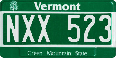 VT license plate NXX523