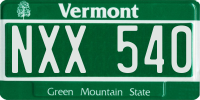 VT license plate NXX540