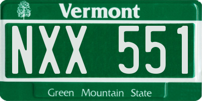 VT license plate NXX551