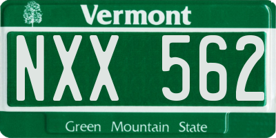 VT license plate NXX562