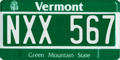 VT license plate NXX567