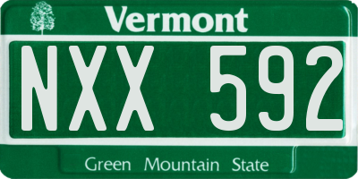 VT license plate NXX592