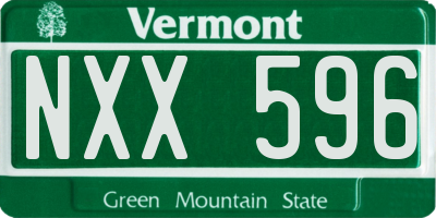 VT license plate NXX596