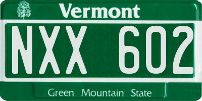 VT license plate NXX602