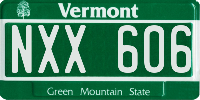 VT license plate NXX606