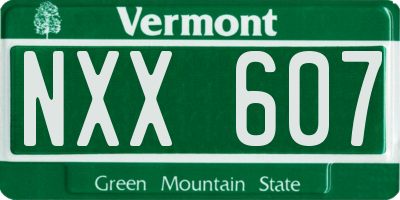 VT license plate NXX607
