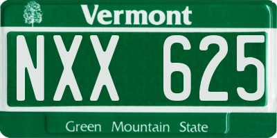 VT license plate NXX625