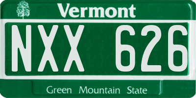 VT license plate NXX626